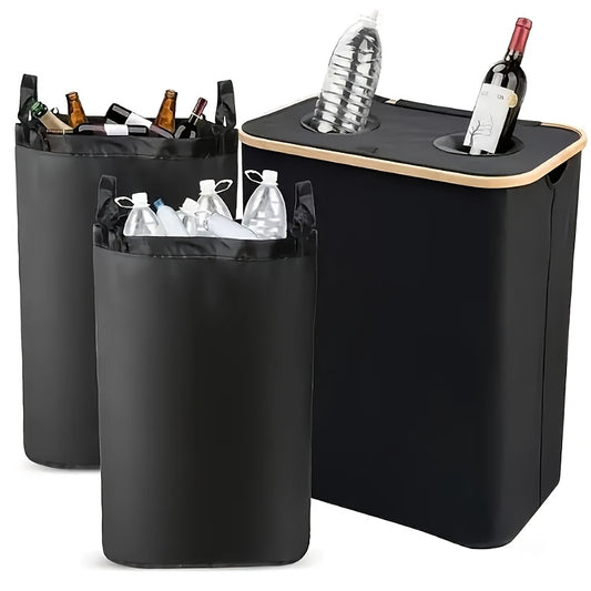 100L/140L Grote Capaciteit Prullenbak met Deksel voor Flessen Modern Rechthoekig Ontwerp, Geschikt voor Buitenruimtes, Keuken, Woonkamer, Ideaal Cadeau voor Feestdagen